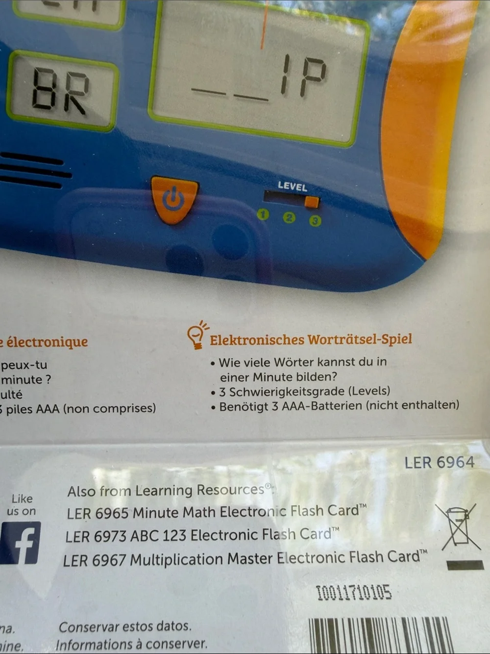 Learning Resources Word Whiz Electronic Flash Card - Blue and Orange
